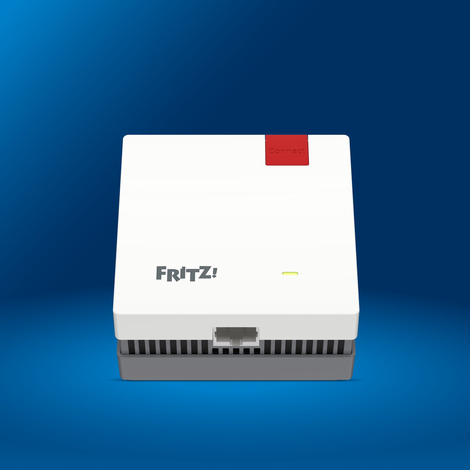 FRITZ!Repeater 1200 AX auf blauem Hintergrund